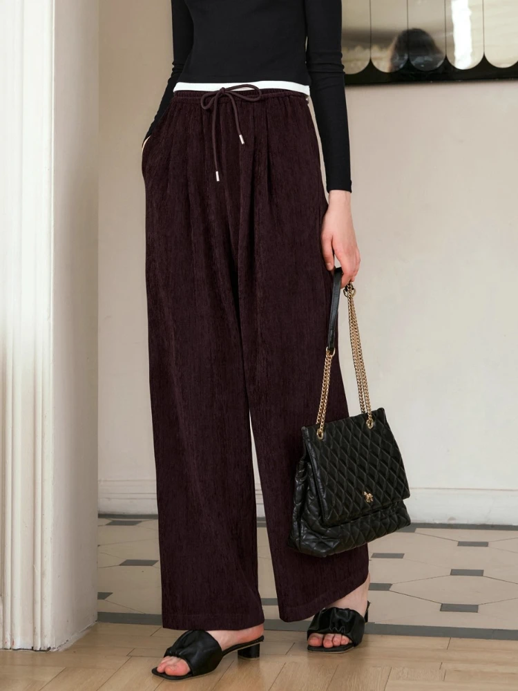 

OLrain Women's Straight Pants 2025 Autumn New in High-waist Loose Fit Pants Pockets Casual Commute Female Trousers N56QK93898