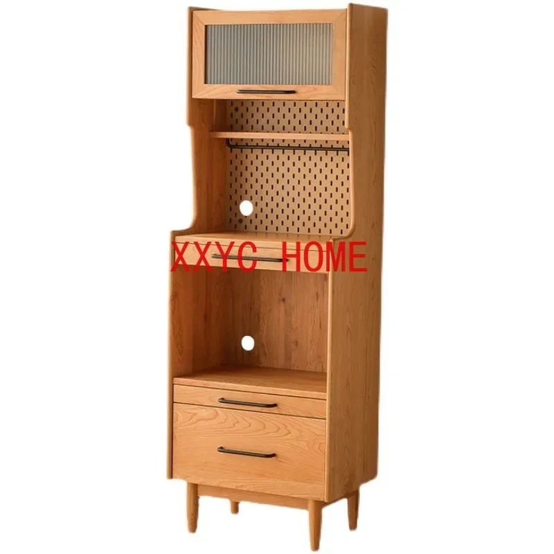 

Sideboard Nordic Wall Integrated High Microwave Oven Small Apartment Narrow Cabinet Cherrywood