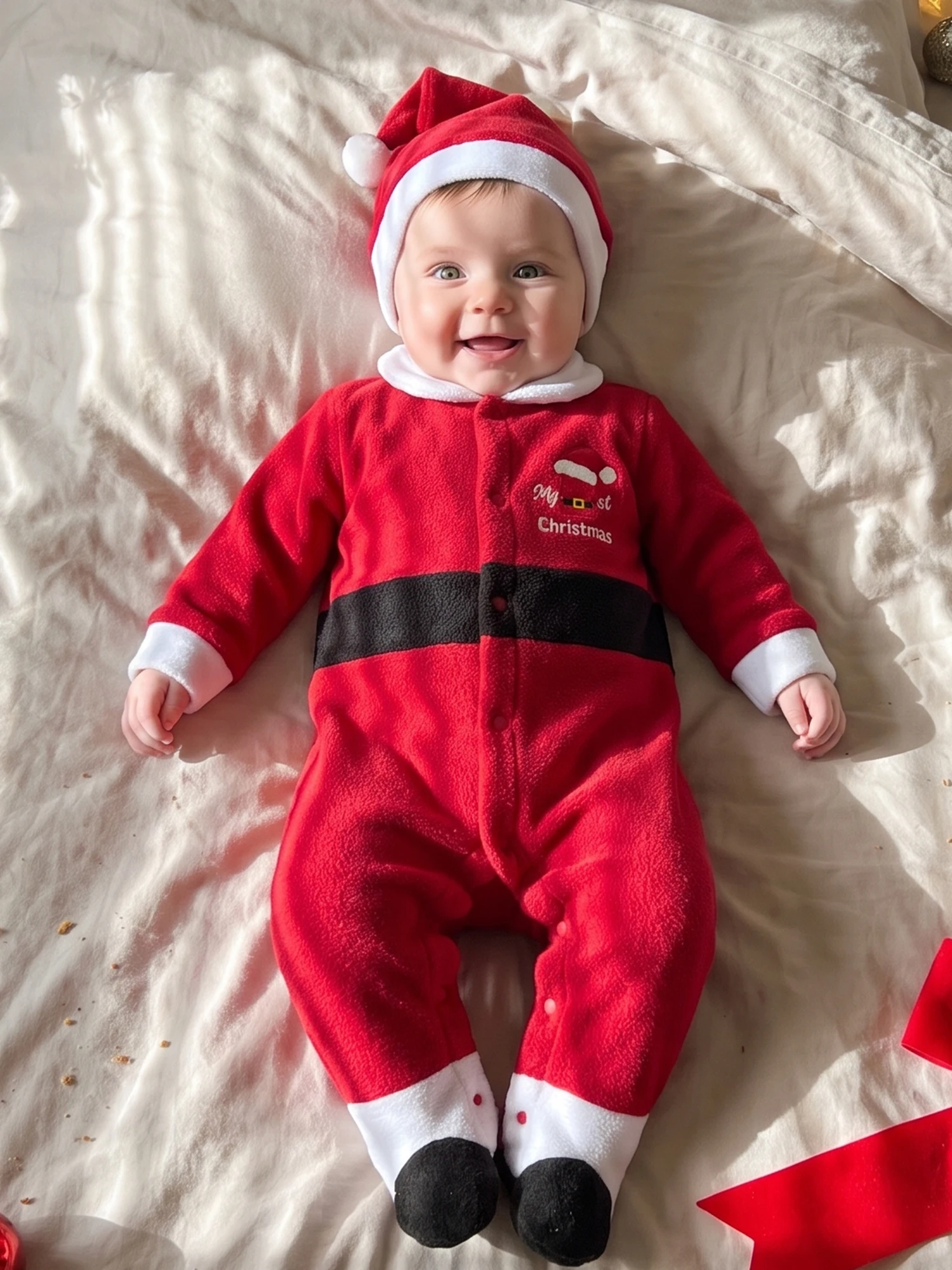 Footies Romper Romper Hat Baby-Boy Footies Claus Costume Embroidery Christmas Footies Christmas Footies Romper