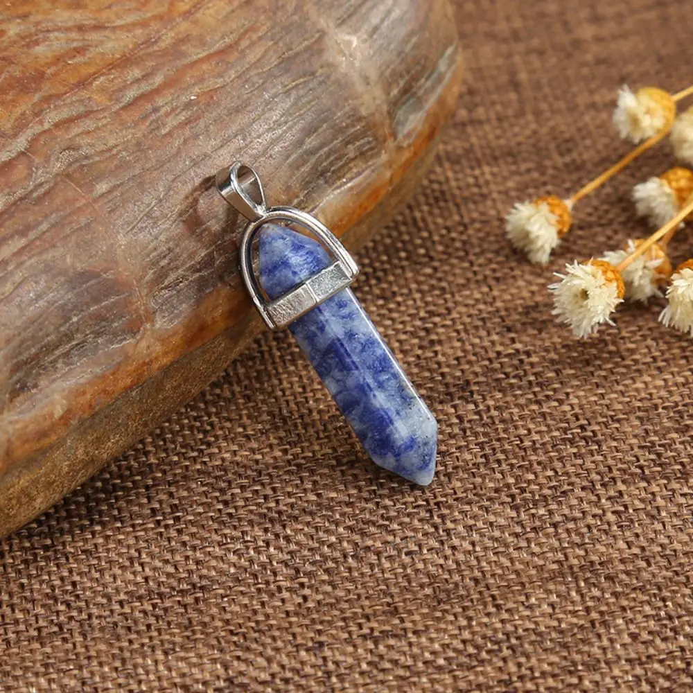 Necklace Accessories Hexagon Column Pendant Multicolor Natural Stone Necklace Ornament Jewelry Accessories DIY Jewelry Making