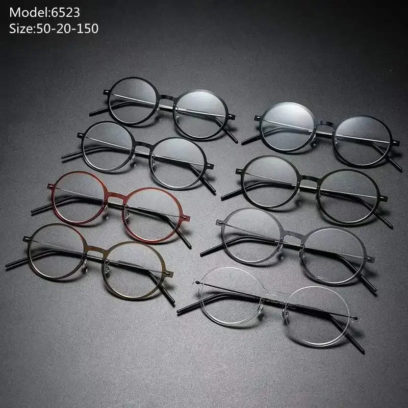 الدنمارك العلامة التجارية النظارات الرجعية إطارات نظارات مستديرة الرجال الصغيرة النساء Gafas التيتانيوم الجودة الأصلية قصر النظر النظارات 6523