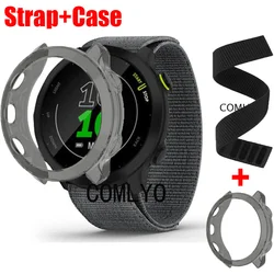 For Garmin Forerunner 55 Case Protector SmartWatch Protective Cover Shell Forerunner55 Strap Nylon Soft Bracelet Band Belt