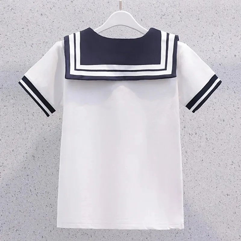 2024 JAPAN new JK Summer Costumes Kids Short Sleeve T-shirts Teenager School Girls Tops blouse Toddler Baby Cute Tshirts 12 year