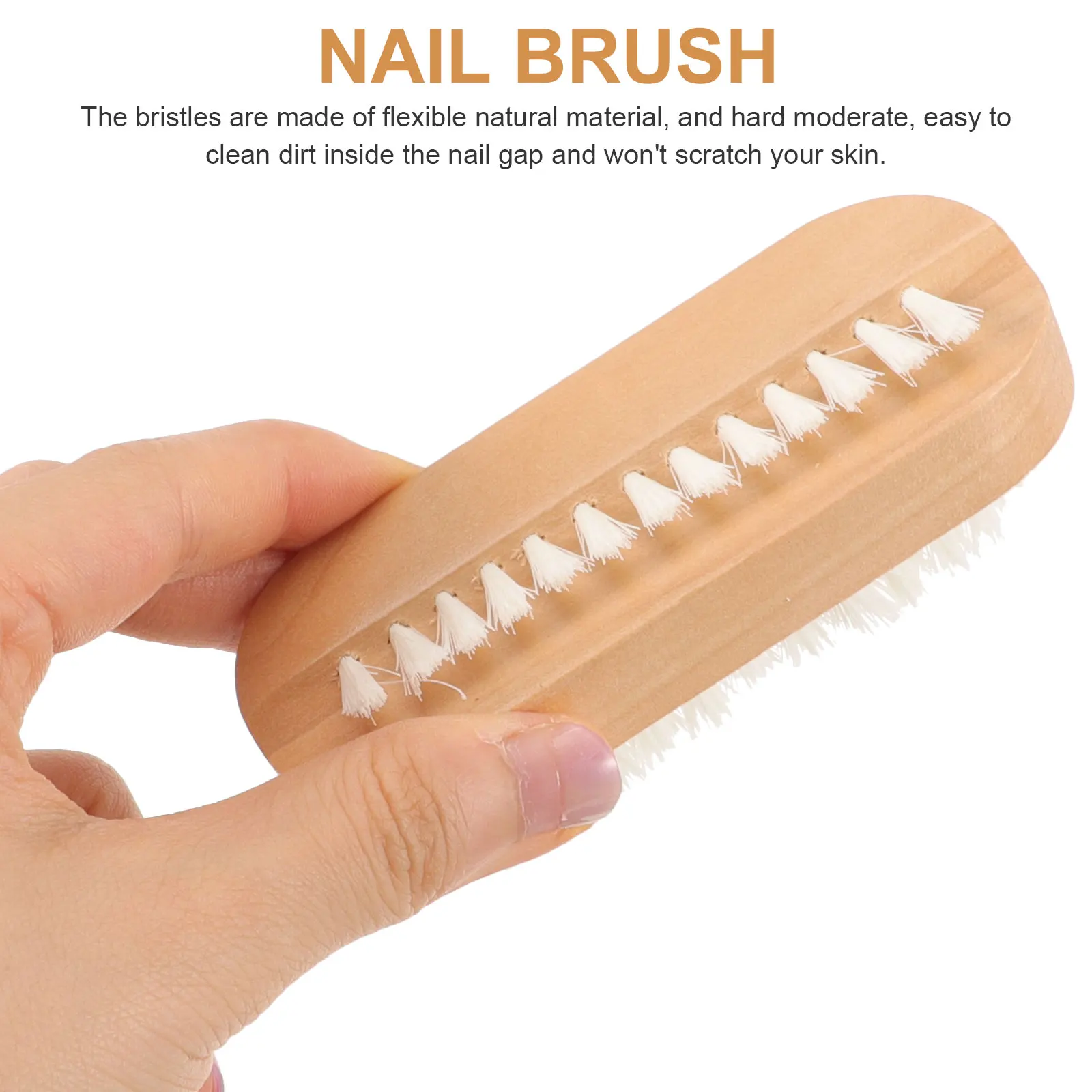 

4Pcs Premium Wooden Nail Brush Flexible Natural Bristles Fingernail Cleaner MultiPurpose Hand Foot Kitchen Bathroom