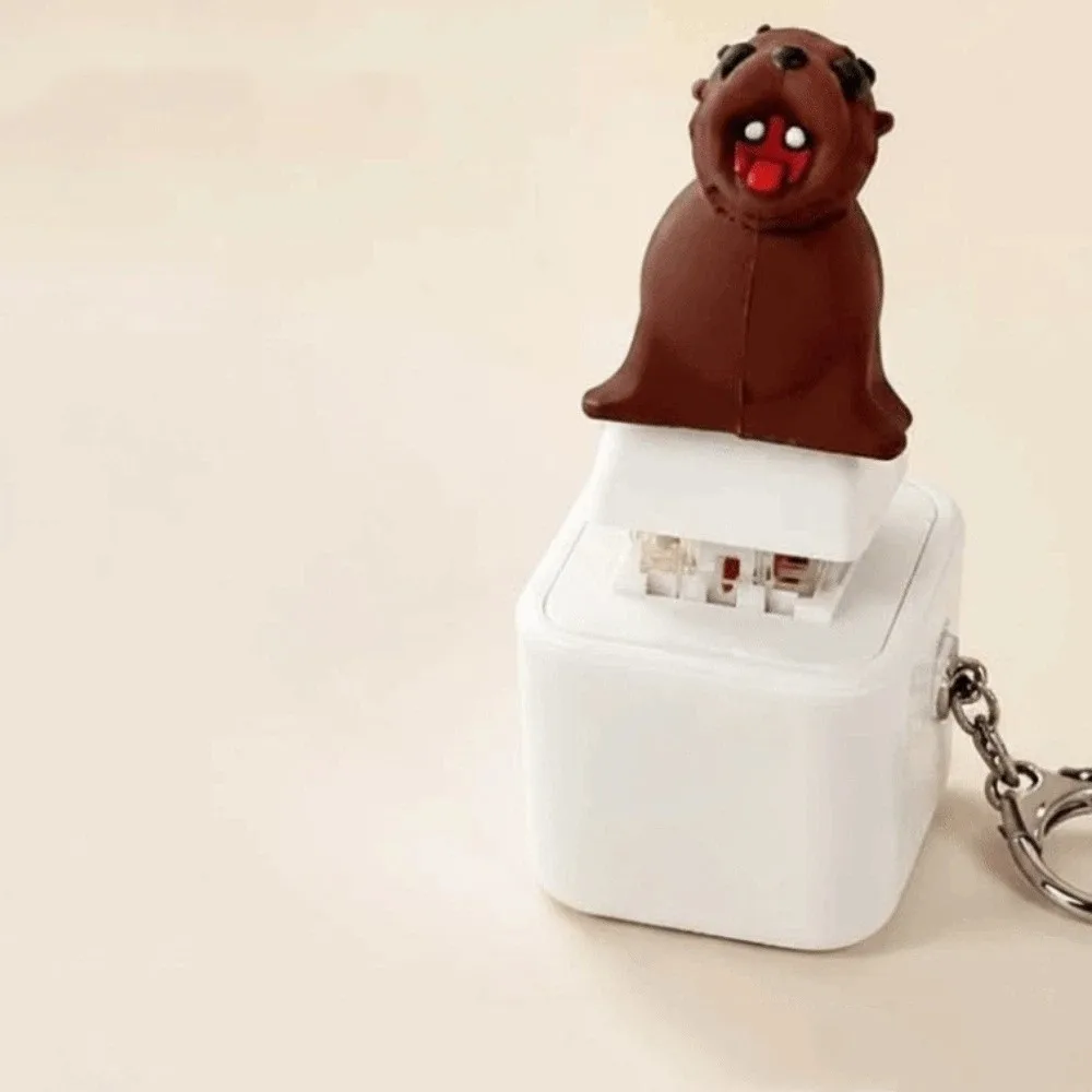 Type-C Rechargeable Seal Keycap Pendant Cute Animal Clear Sound Electronic Voice LED Glowing Portable Hardware Mechanical Switch
