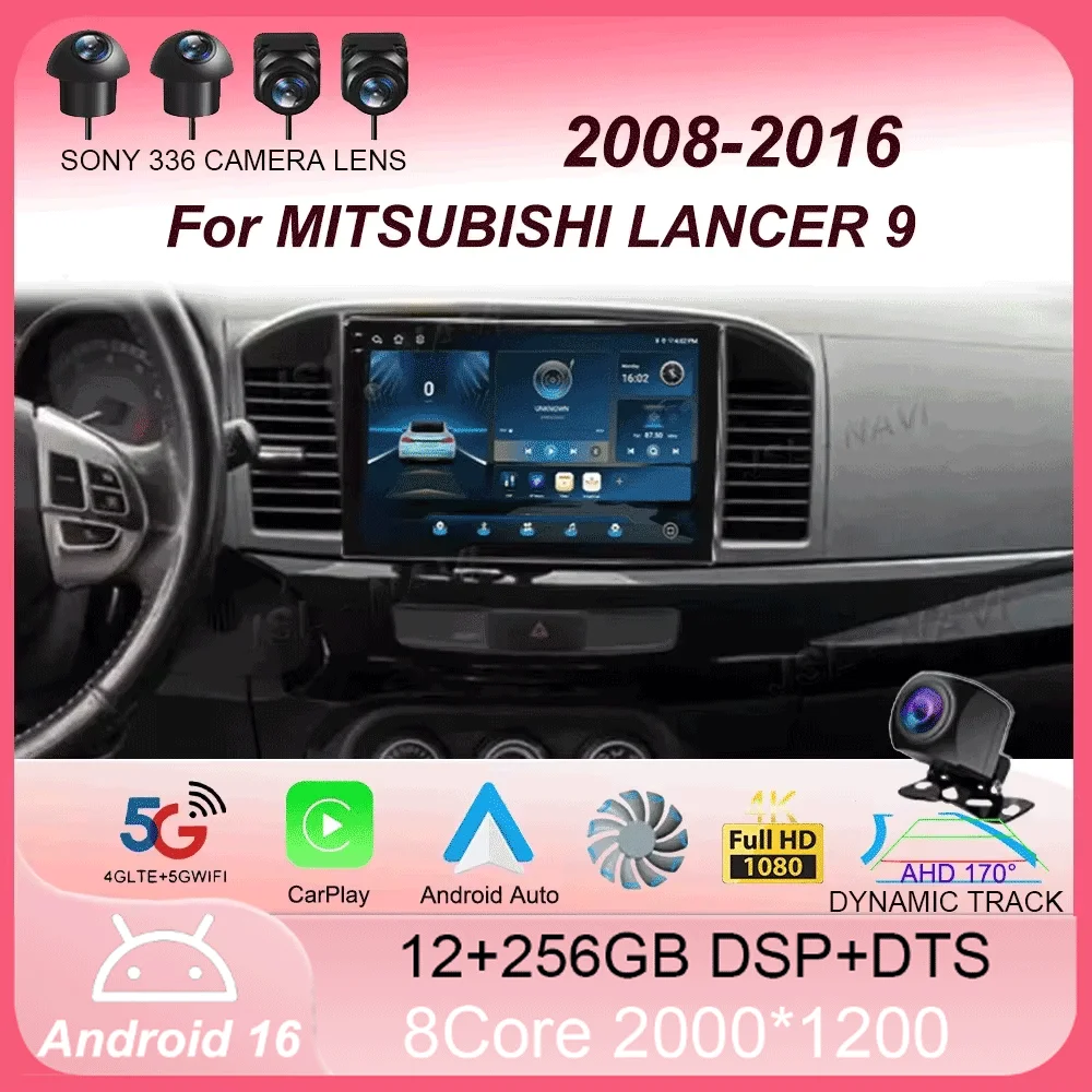 

Car Radio Android 16 For MITSUBISHI LANCER 9 10 X 2008 2009 2010 2011 - 2016 9Inch Stereo Audio GPS Player Carplay Auto Screen