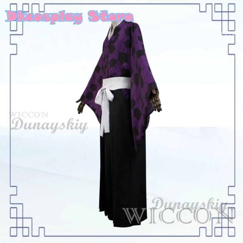 Kokushibo Cosplay Costume Wig Anime Cosplay Purple Kimono Tsugikuni Michikatsu Wig Party Demon RolePlay Outfits Carnaval