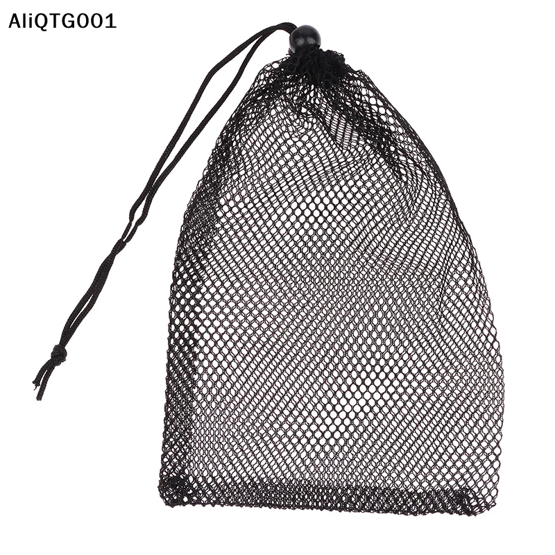 Black Multi-Purpose Durable Nylon Mesh Drawstring Bag for Home Travel Outdoor Activities Laundry Storage Pouch with Stuff Sack