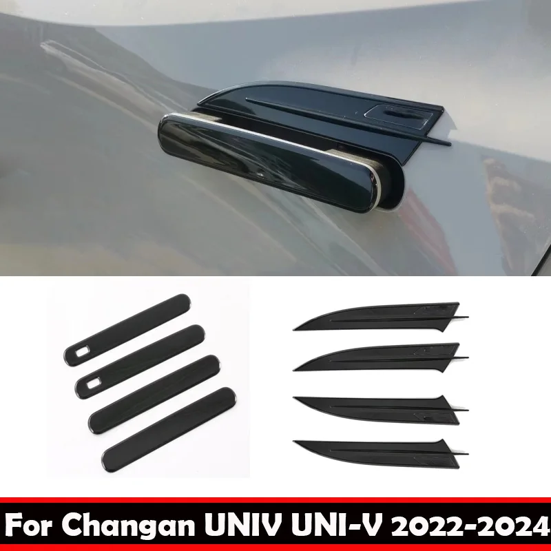 For Changan UNIV UNI-V 2022-2024  ABS black Door Handle Bowl Cover Cup Cavity Trim Insert Catch Molding Garnish Car Accessories