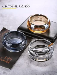 Round Colorful Crystal Glass Ashtray Creative Home Ashtray Living Room Cafe Glass Ashtrays Outdoor Ash Tray Ciggarete Holder