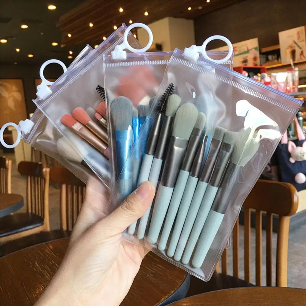 แปรงแต่งหน้าขนาดเล็กแบบพกพาอายแชโดว์ Foundation Blush Brush Kit พร้อมขนแปรงสังเคราะห์นุ่ม Travel-Friendly Beauty Tools 8 ชิ้น