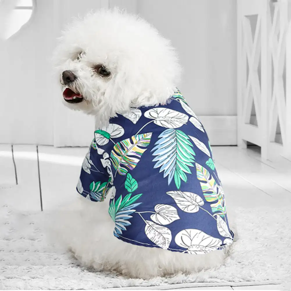 Summer Pet Dog Clothes Hawaiian Style Leaf Printed Beach Shirts for Puppy Small Large Cat Dog Chihuahua Costume Pet Clothing