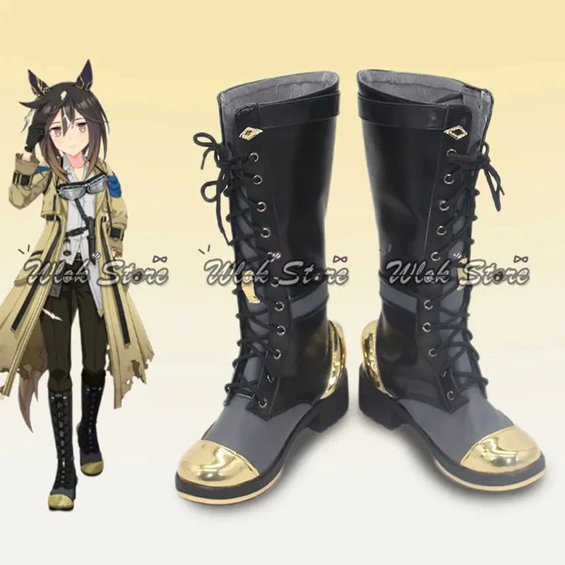 

ABC123Uma-musume Pretty Derby Stay Gold Cosplay Shoes Customized Black Boots Anime Halloween Party Carnival Role Play 3;b,6/k'5;