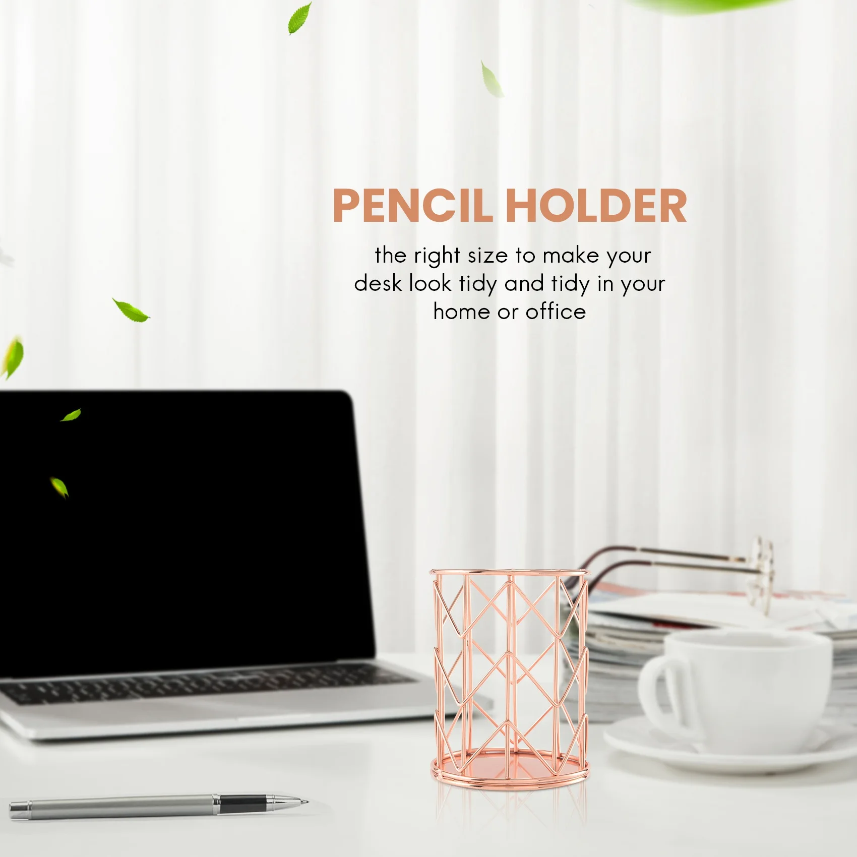 Magnetic Round Paper Clip Holder with Wire Metal Pencil Cup and 100 Pieces 28 mm Light Paper Clips, Pencil Holder