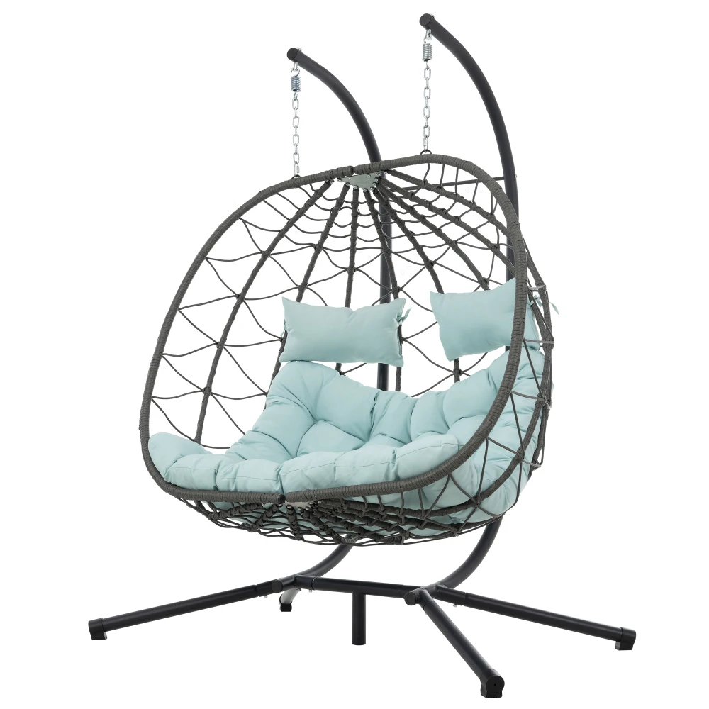 Egg Chair with Stand, Wicker Hanging Egg Chair, 2 Persons Egg Chair