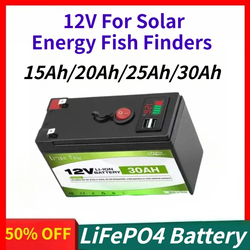 

12V 15000mAh-30000mAh LiFePO4 Charge Battery with Built-in BMS for Solar Energy Fish Finders and Off - Grid Devices Batteries