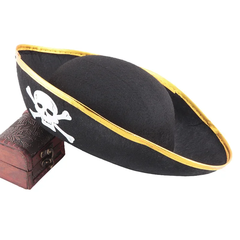 Children/adults Pirate Hats Halloween Props Cosplay Dance Parties Caribbean Pirate Clothing Hats with Gold and Silver Edges