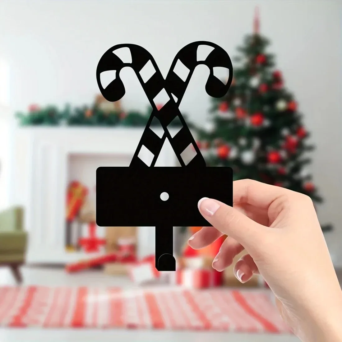 Christmas Candy Cane Metal Hook, Decorative Wall Hook for Festival & Daily Use