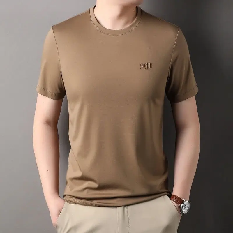 Korean Style Clothes Summer Breathable Casual Tops Solid Short Sleeve T-Shirt Men 2024 Golf Wear Streetwear Tee Luxury T-shirt