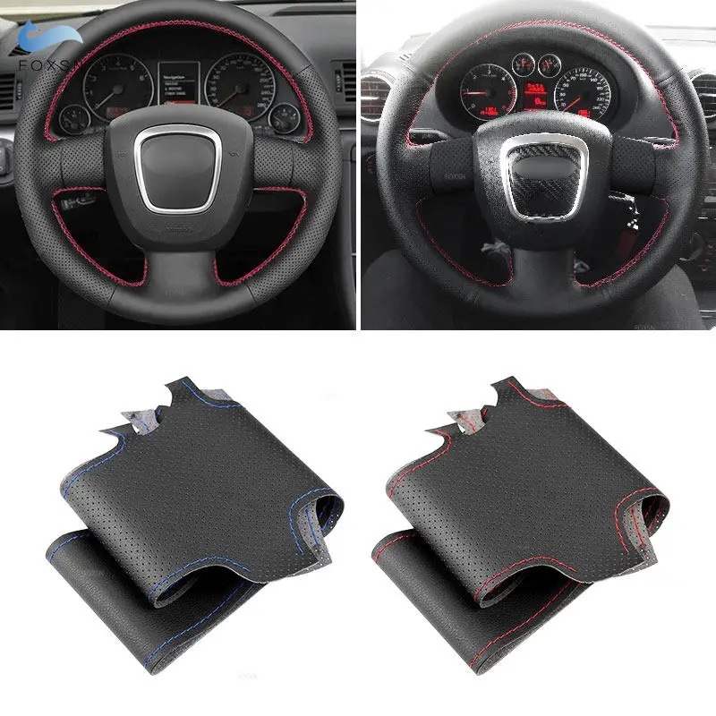 Car Interior Accessories Steering Wheel Cover Perforated Leather Decorative Trim For Audi A3 8P Sportback A4 B7 Avant A6 C6 S4