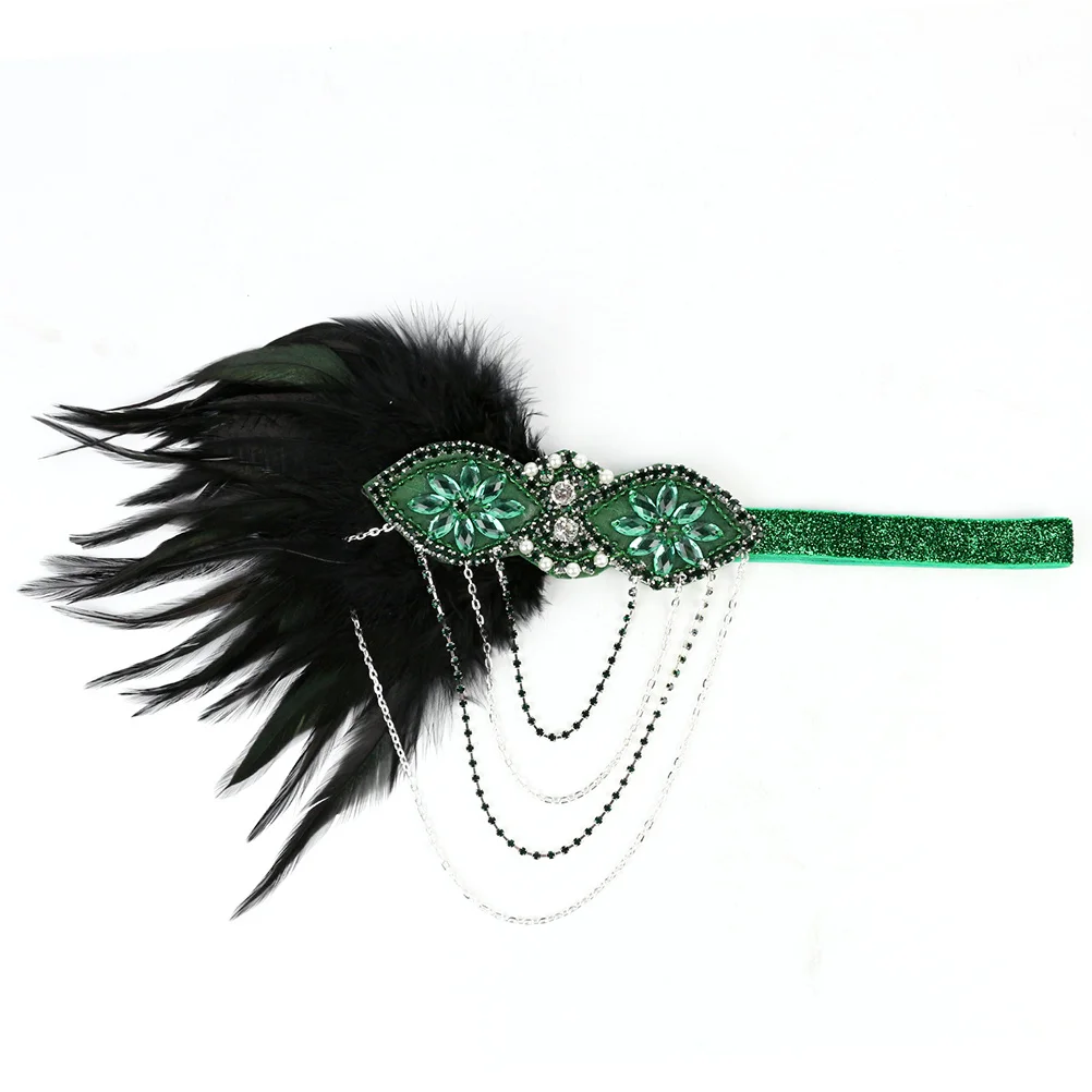 

Tassel Chain Headband Green Black Women Hairband Elegant Lightweight Photo Props Party Hair Accessories