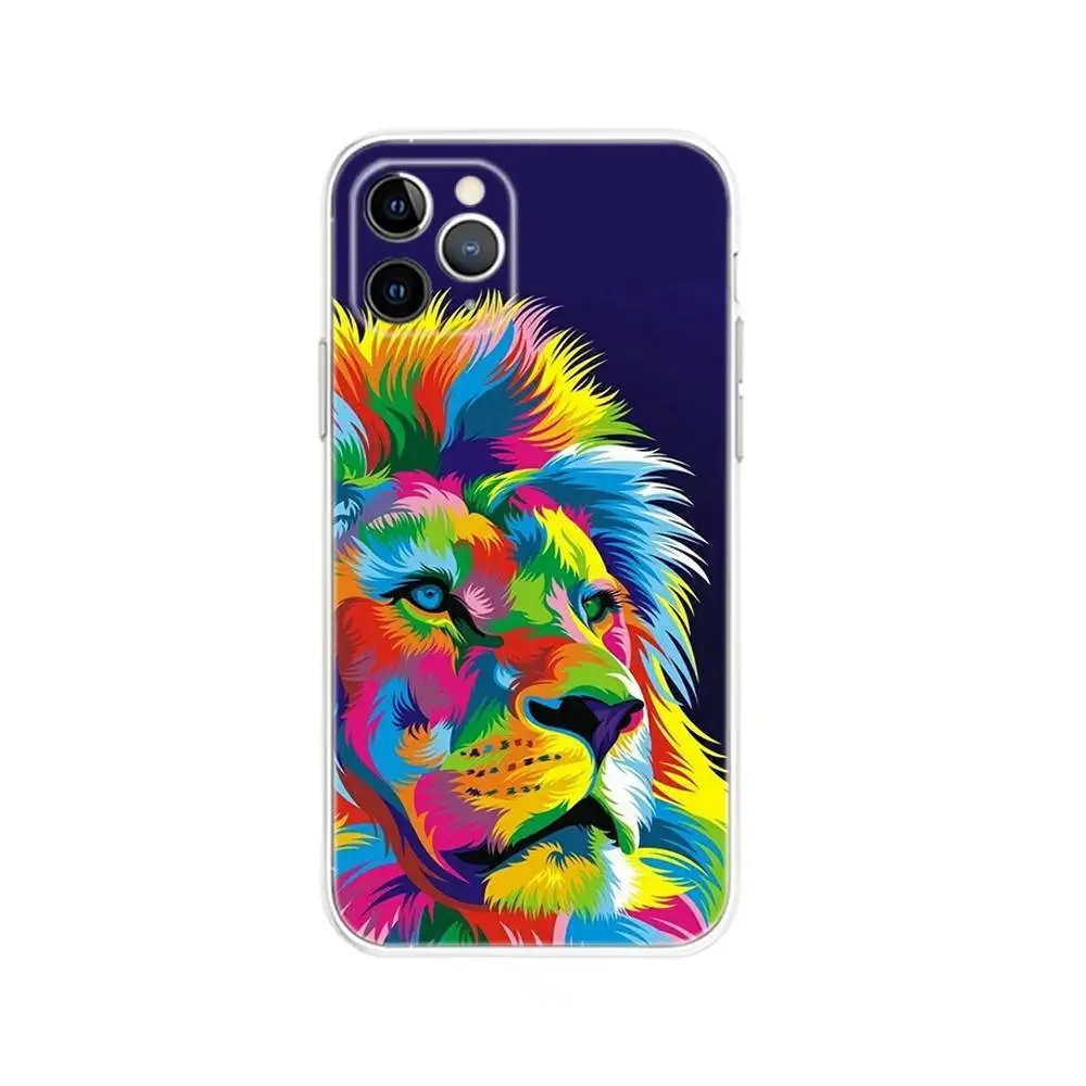 حافظة هاتف على شكل حيوانات ملونة للحياة البرية لهاتف آيفون 17,16,15,14,13,12, Mini,11,Pro,Max,Plus,Air,X,XR,XS,8,SE,2020, غطاء شفاف #2