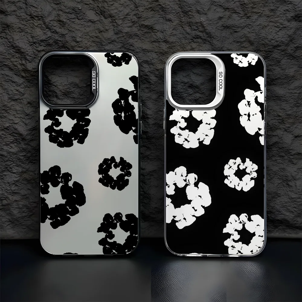 Funda de teléfono de lujo d-denim t-tears para iPhone 16 15 14 13 12 11 Pro Max negro mate Multicolor láser metálico Aurora Funda