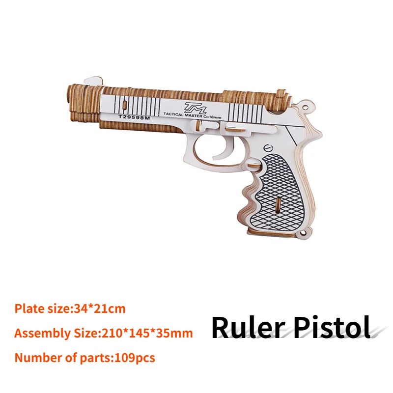 3D Wooden Jigsaw Puzzle Wooden Building Model Handmade Military Themed Gun Model Wooden Bus DIY Educational SimulationToys