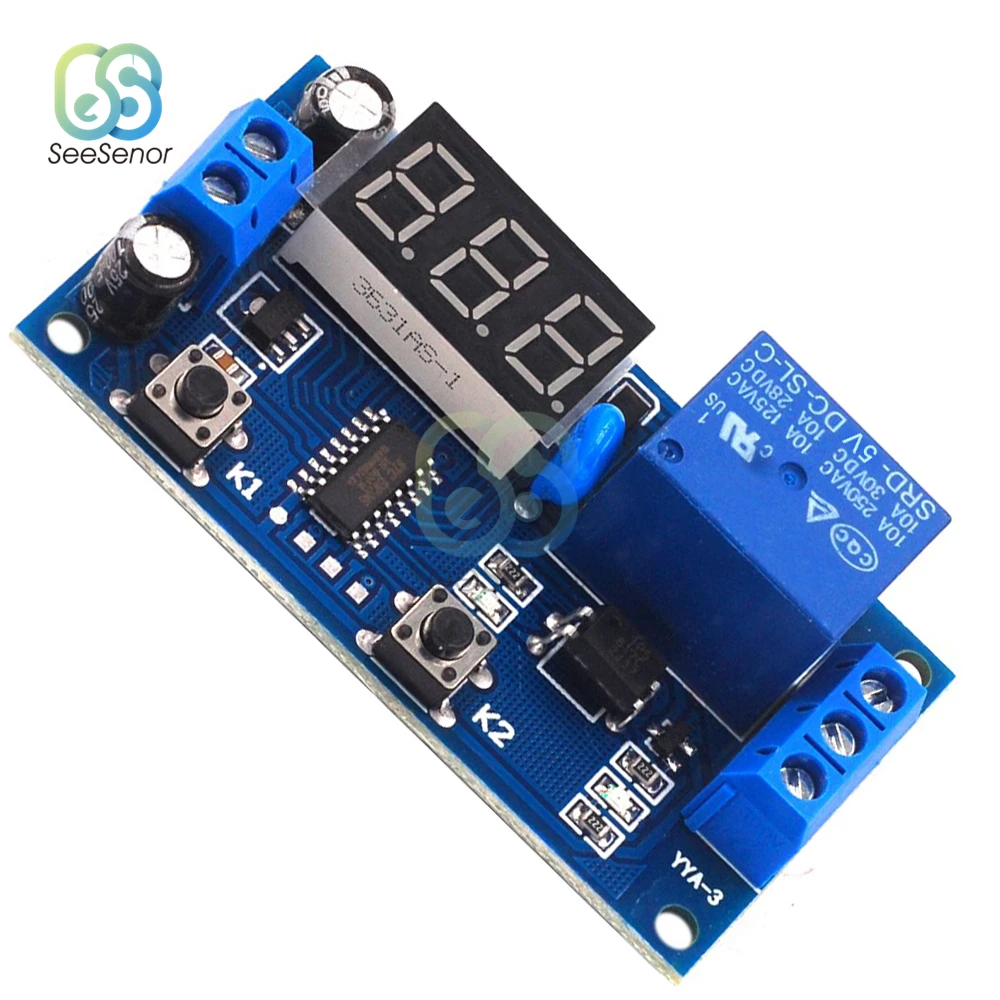 DC 5V 12V Intermittent Infinite Cycle Delay Timing Timer Digital Relay Module ON/OFF Switch Loop Module with LED Display