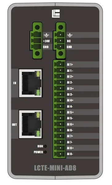 High Performance LCTE-MINI-AD8 8-Channel 16-Bit Analog Input EtherCAT Mini Remote IO Module