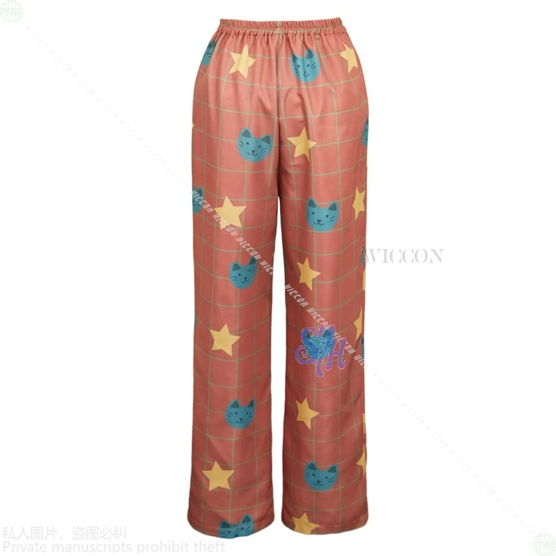 رومي Kpop شيطان أنيمي تأثيري بيجامة السراويل للأطفال الكرتون ريترو ستايل برتقالي أزرق القط ستار نمط Kawaii طفولي زي Ha