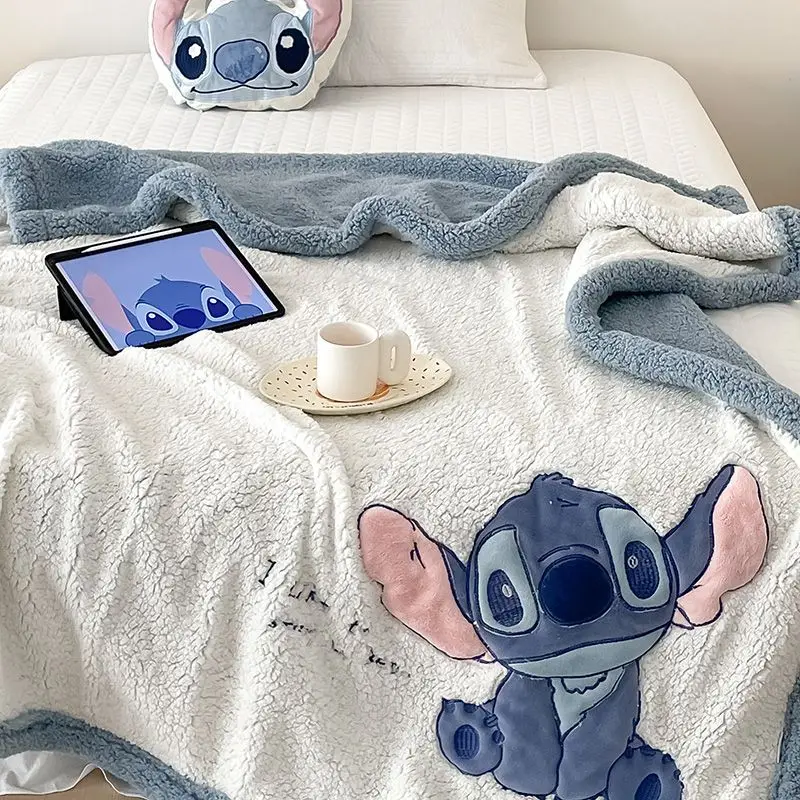 Disney Stitch Double Side Lamb Blanket Cartoon Donald Duck Winter Warm Thick Bed Blanket Office Sofa Throw Blanket Bedspread Mat