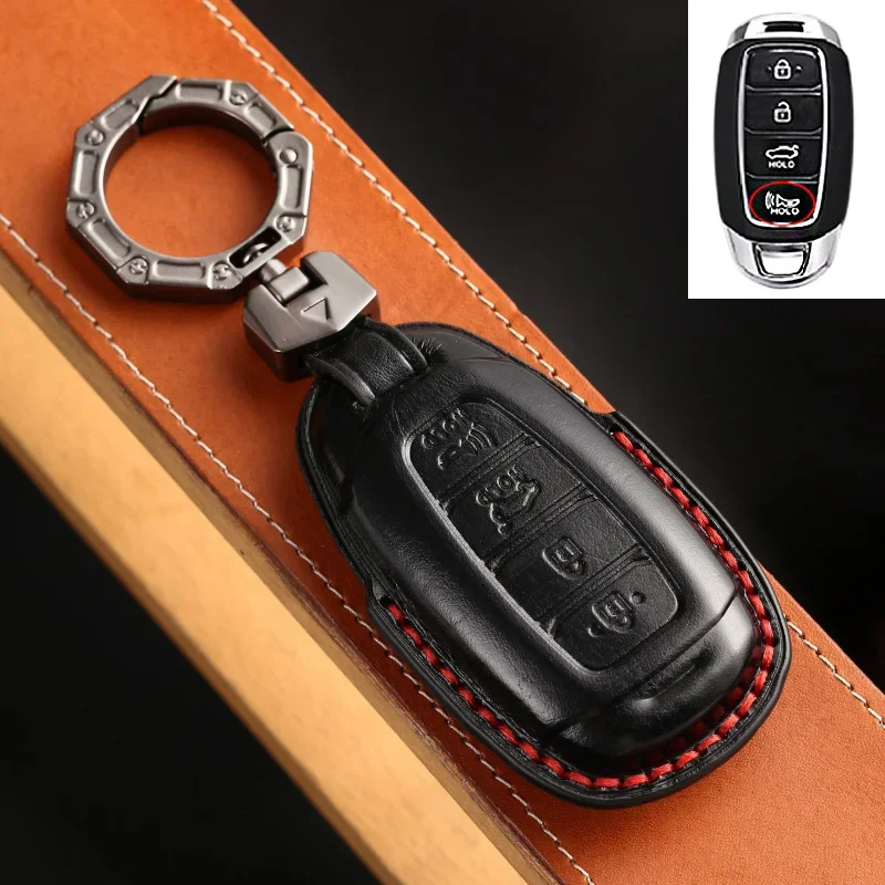 

1pc Genuine Leather Car Key Fob Case Cover Bag For Hyundai I30 Ix35 Solaris Azera Elantra Grandeur Ig Accent Santa Fe Palisade