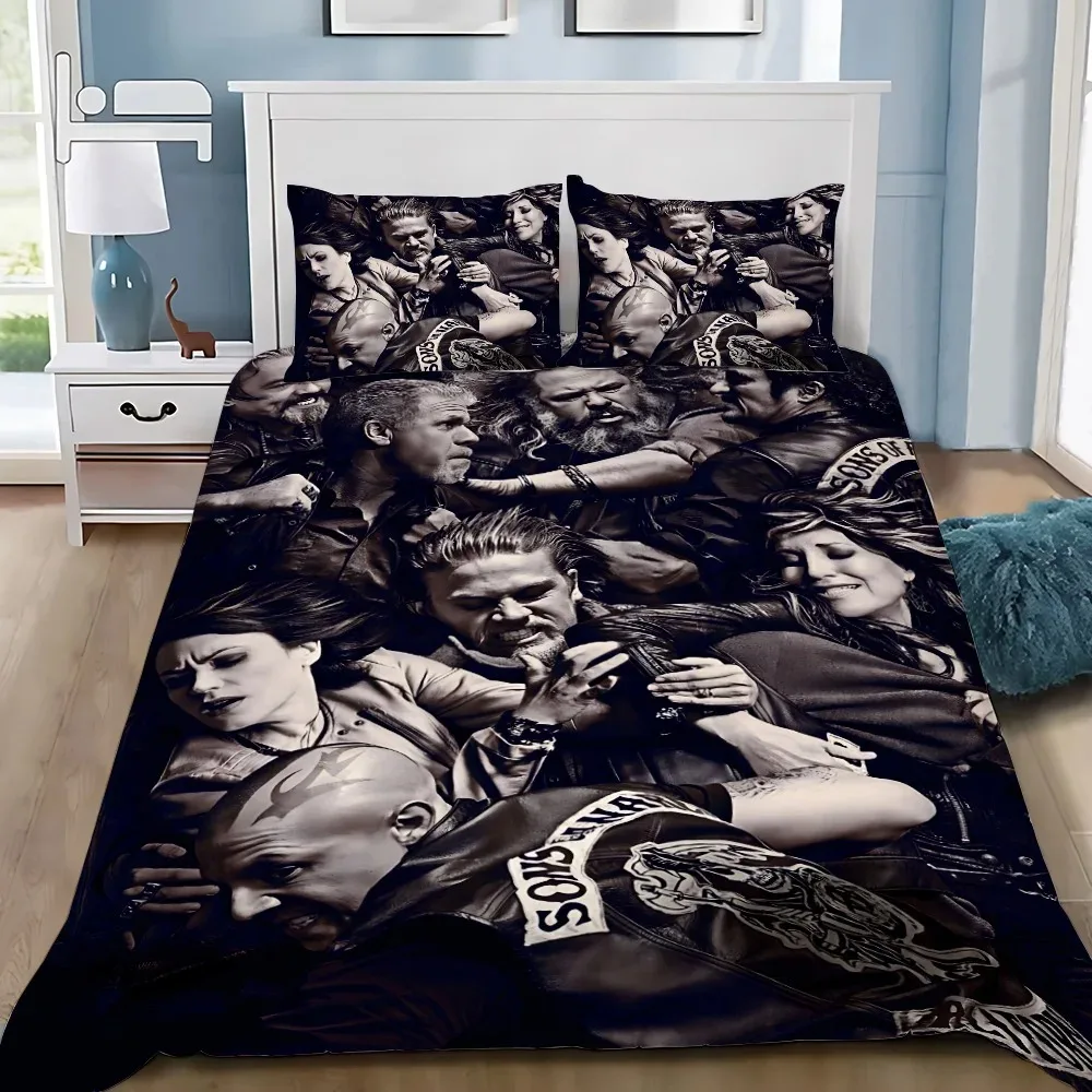 Sons of Anarchy Retro Duvet Cover Pillowcase Bedding Set Adult Boy Girl Bedroom Decoration Children Single Double Size