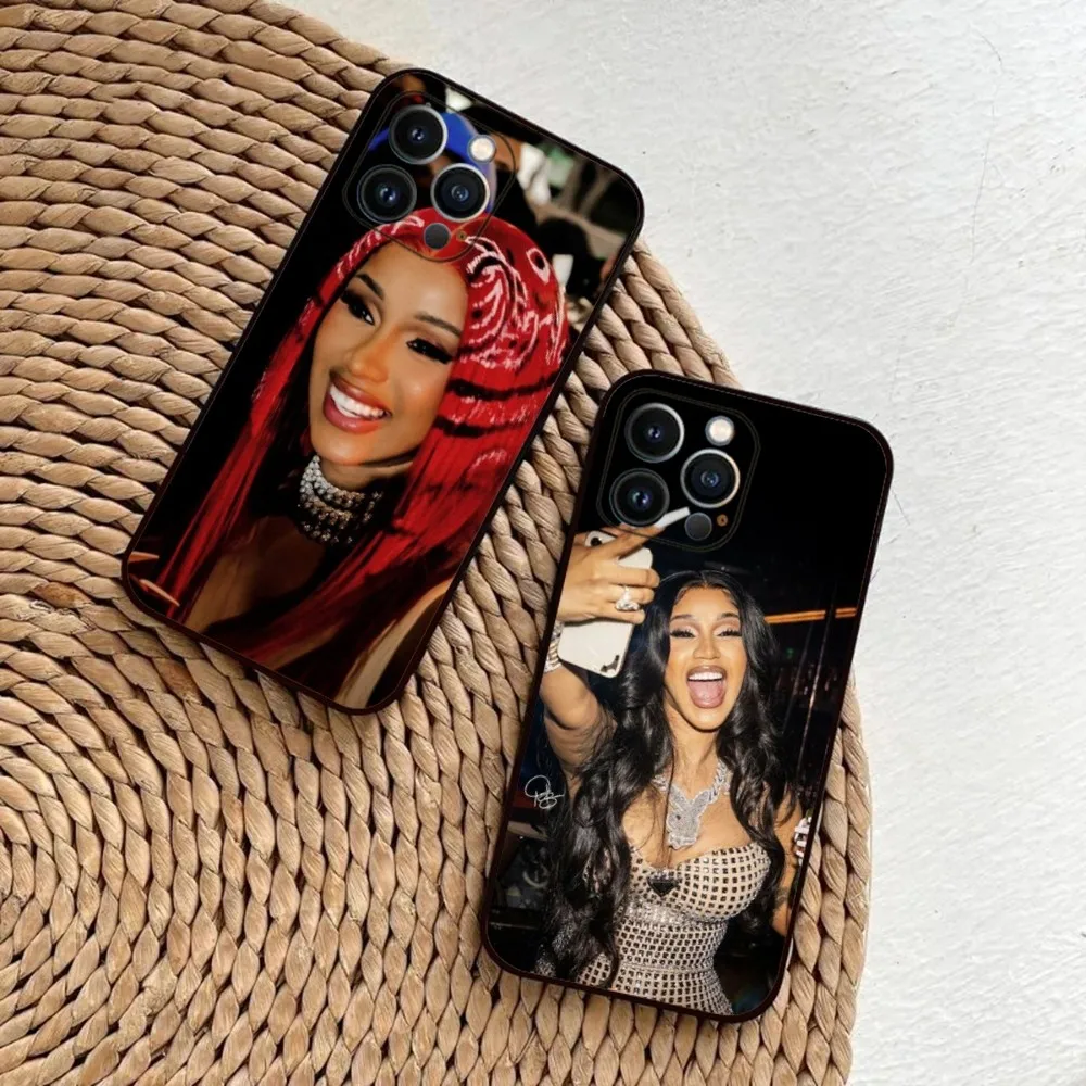 

Cardi B Phone Case For iPhone 15,14,13,12,11,Plus,Pro Max,XS,X,XR,SE,Mini,8,7 Soft Silicone Black Cover