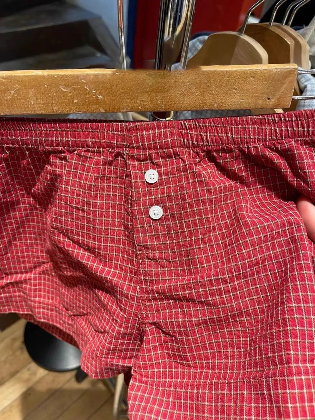 Nieuwe rode geruite knoppen tankshorts set vrouw terug vetersluiting kanten rand slanke camis + elastische taille sweatshorts zoete katoenen 2-delige set