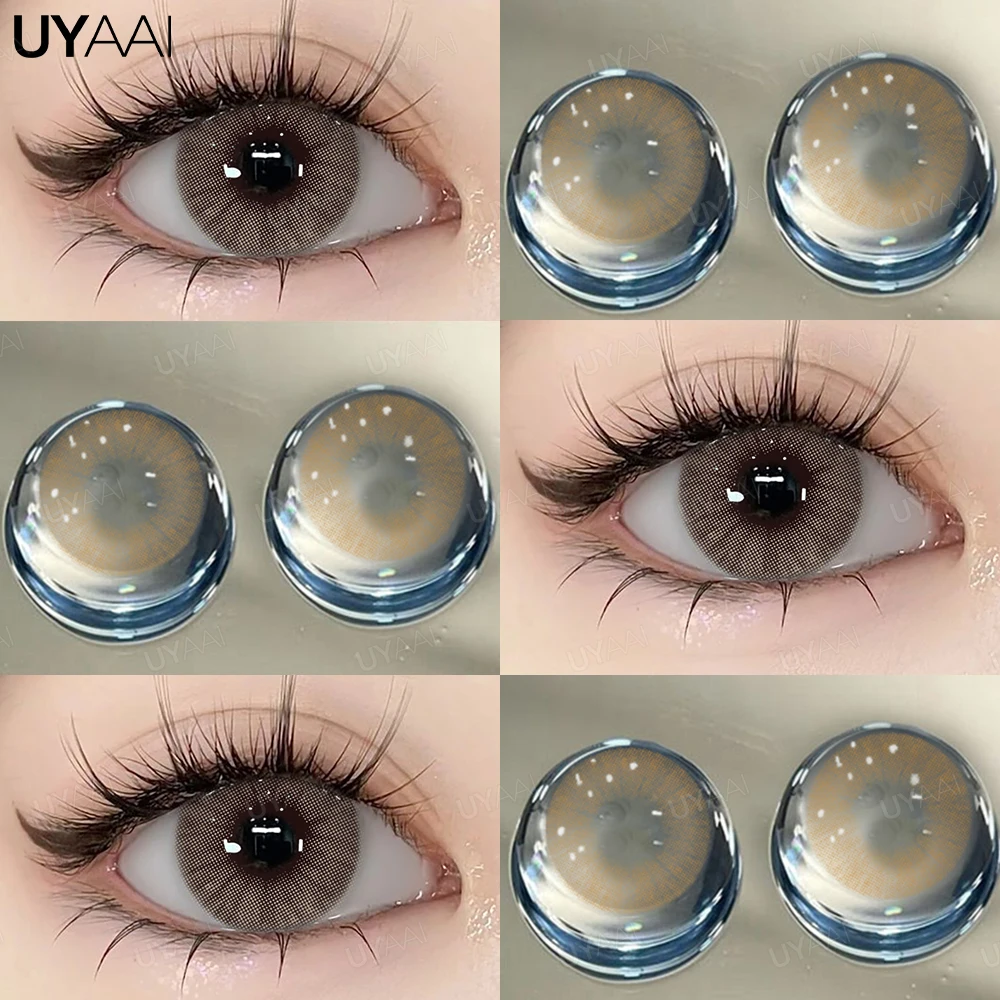UYAAI 1 Paar farbige Kontaktlinsen für Augen, natürliche Modelinsen, graue Schönheit, Schüler, blaue Augenlinsen, Kosmetik, weiche Linsen – Detail 12