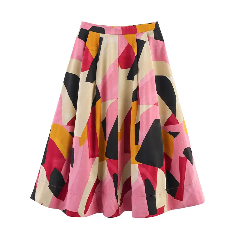 Zomerrokken Dames 2025, nieuwe mode, print, hoge taille rok, chique en elegante Joker Street damesvakantiereisrokken
