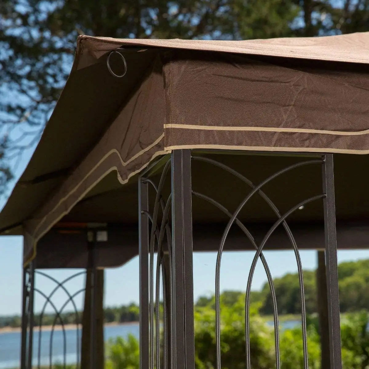 Regency 10X12 Gazebo With Mosquito Netting, Plant Rings, Corner Shelves, Ground Stakes And Center Hook