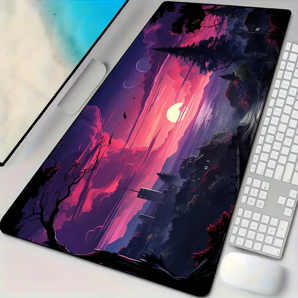 

Mouse Pad Desk Mat Digital art landscape design Mousepad with Stitched Edges Non-Slip Rubber Base keypad Extended pad gaming mat