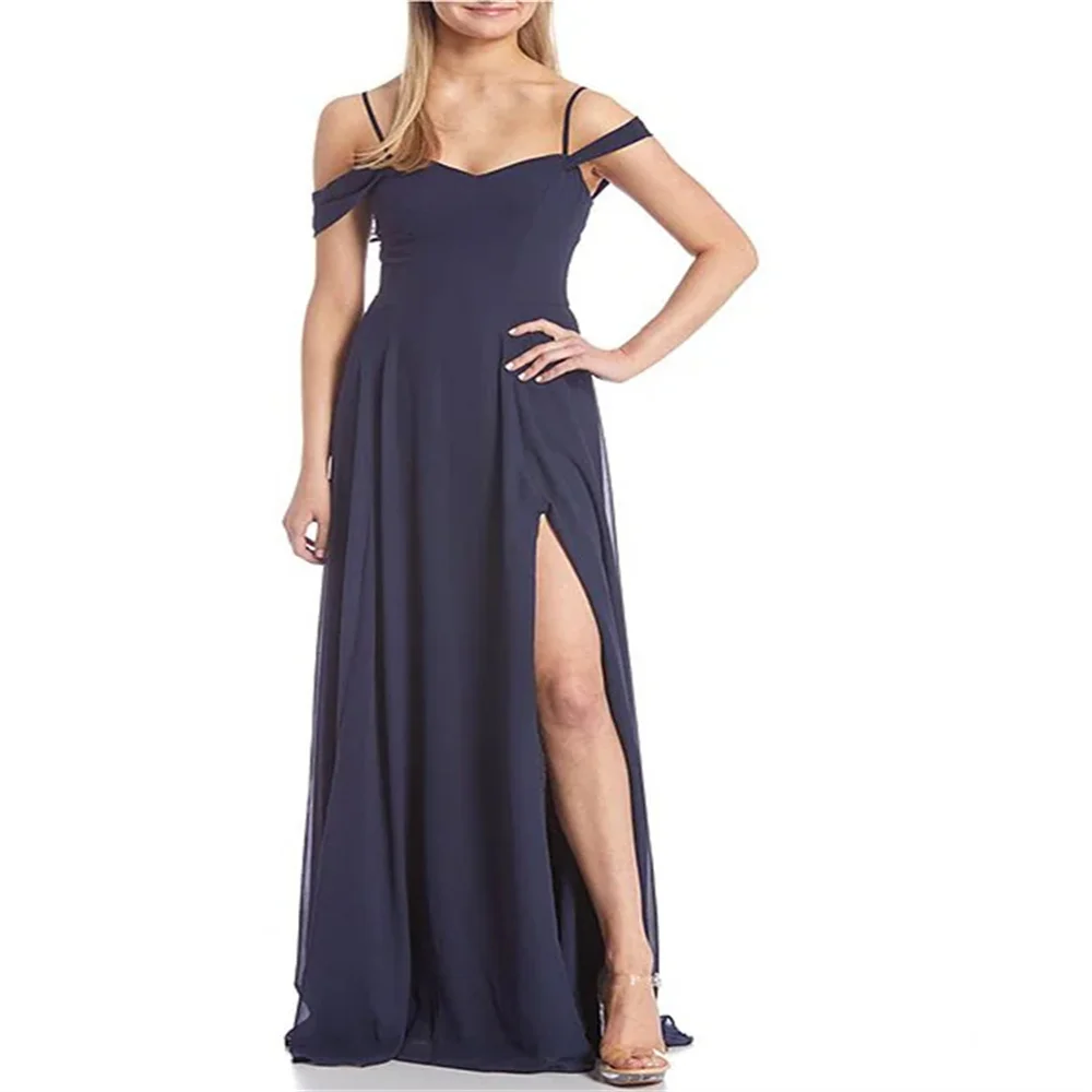 New Product Off-The-Shoulder Sweetheart Neck Chiffon Bridesmaid Dress Elegant Open Lace Up Back Gowns For Wedding Guests 2024