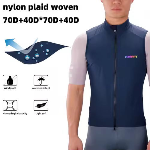 DAREVIE Cycling Vest Windproof Cycling Wind Gilet Waterproof 2 Way Zippers Cycling Windbreaker Back Zipper Pockets Men Women - Image 3