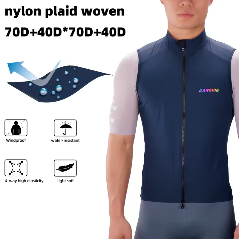 DAREVIE Cycling Vest Windproof Cycling Wind Gilet Waterproof 2 Way Zippers Cycling Windbreaker Back Zipper Pockets Men Women - Image 3