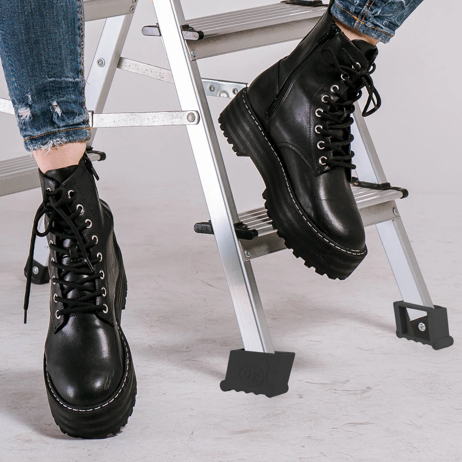 

4Pcs Ladder Feet Cover Rubber Nonslip Protector Replacement Foot Pads for Ladder Stability and Floor Scratch Prevention