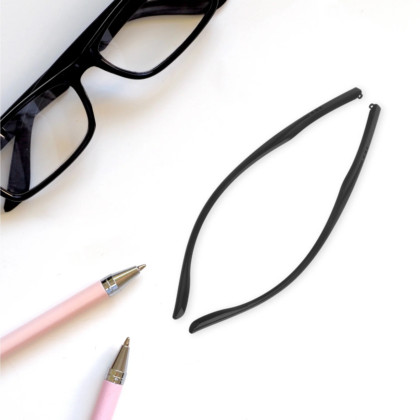 

1Pair Universal Eyeglasses Replacement Temples 5.5mm Lightweight Black Durable Glasses Arms Repair Kit for Sunglasses Reading