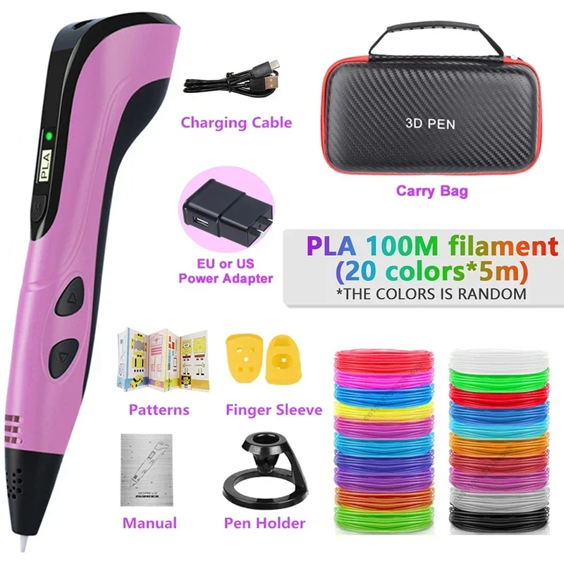 3D printing pen DIY Pens 3D Pen for Children Kids Creative Child\'s Birthday Gift with PLA Filament Portable Travel Case New