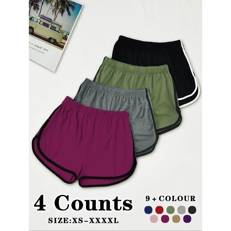 

Женские шорты для йоги SURI, летняя одежда, комплект из 4 предметов, повседневные свободные прямые брюки, стильные тонкие дышащие шорты с широкими штанинами для спортзала.