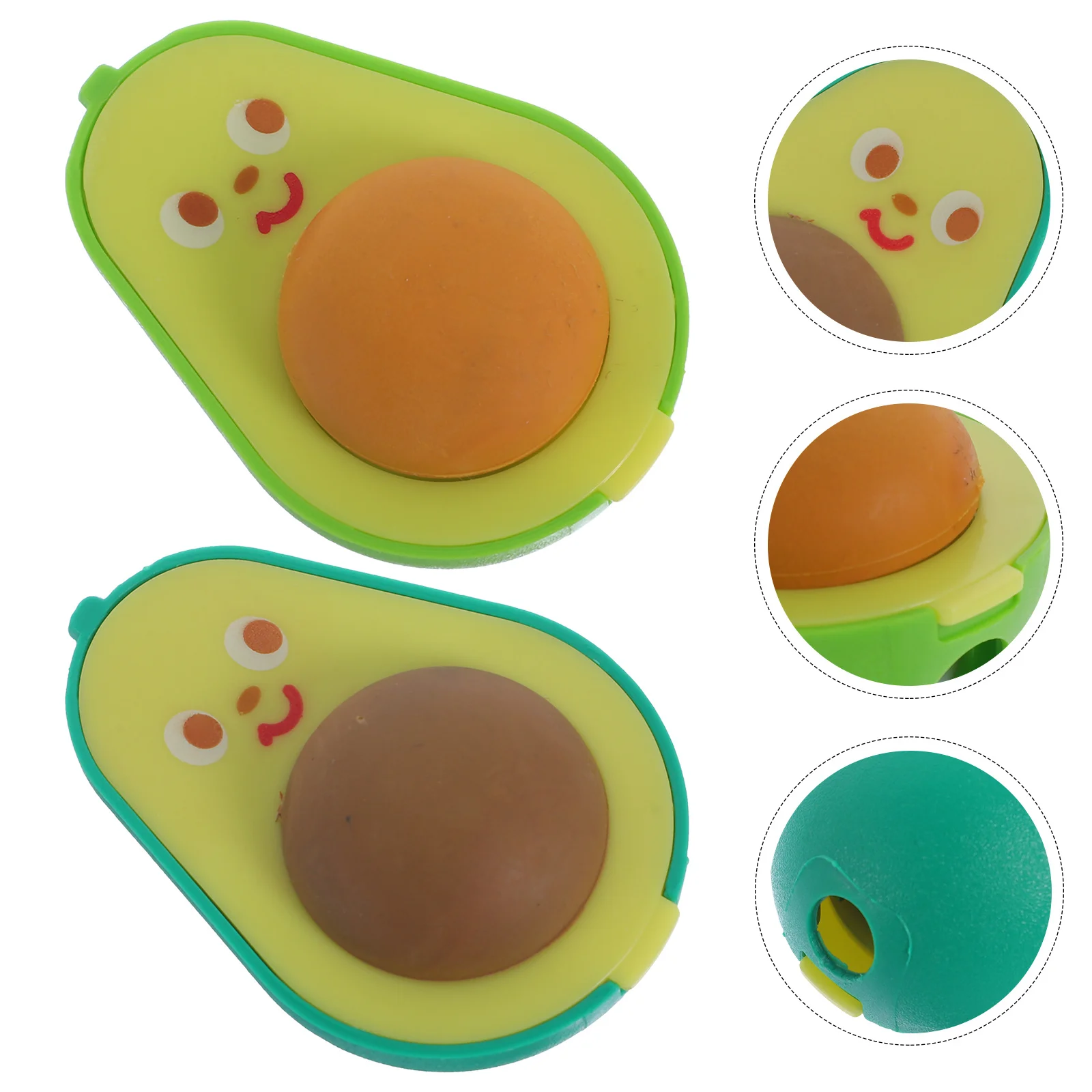 

6Pcs Cute Avocado Pencil Sharpeners Portable 2-in-1 Manual Sharpener Eraser for Students Eraser Pencil Sharpeners