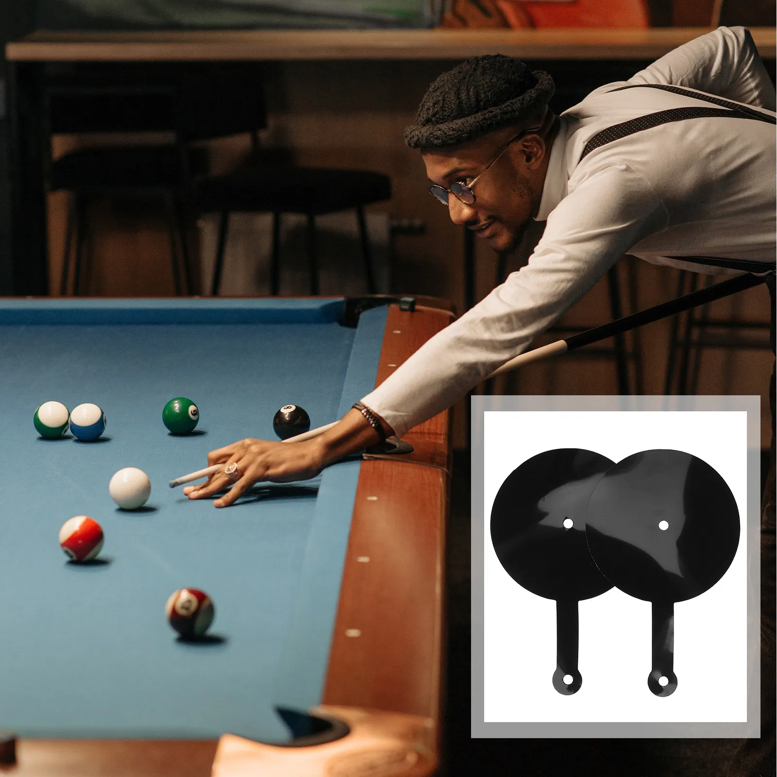 

2Pcs Billiard Training Accessories for Accurate Shot Practice - Aiming Guide Pads with Ball Position Markers for Enhanced Cue