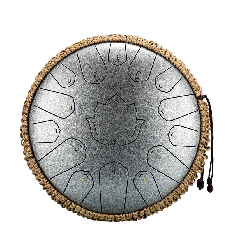 Hluru Music Drum 15 Notes Glucophone Steel Tongue Drum 13 Inch 15 Notes C Tone Ethereal Drum Percussion Musical Instruments